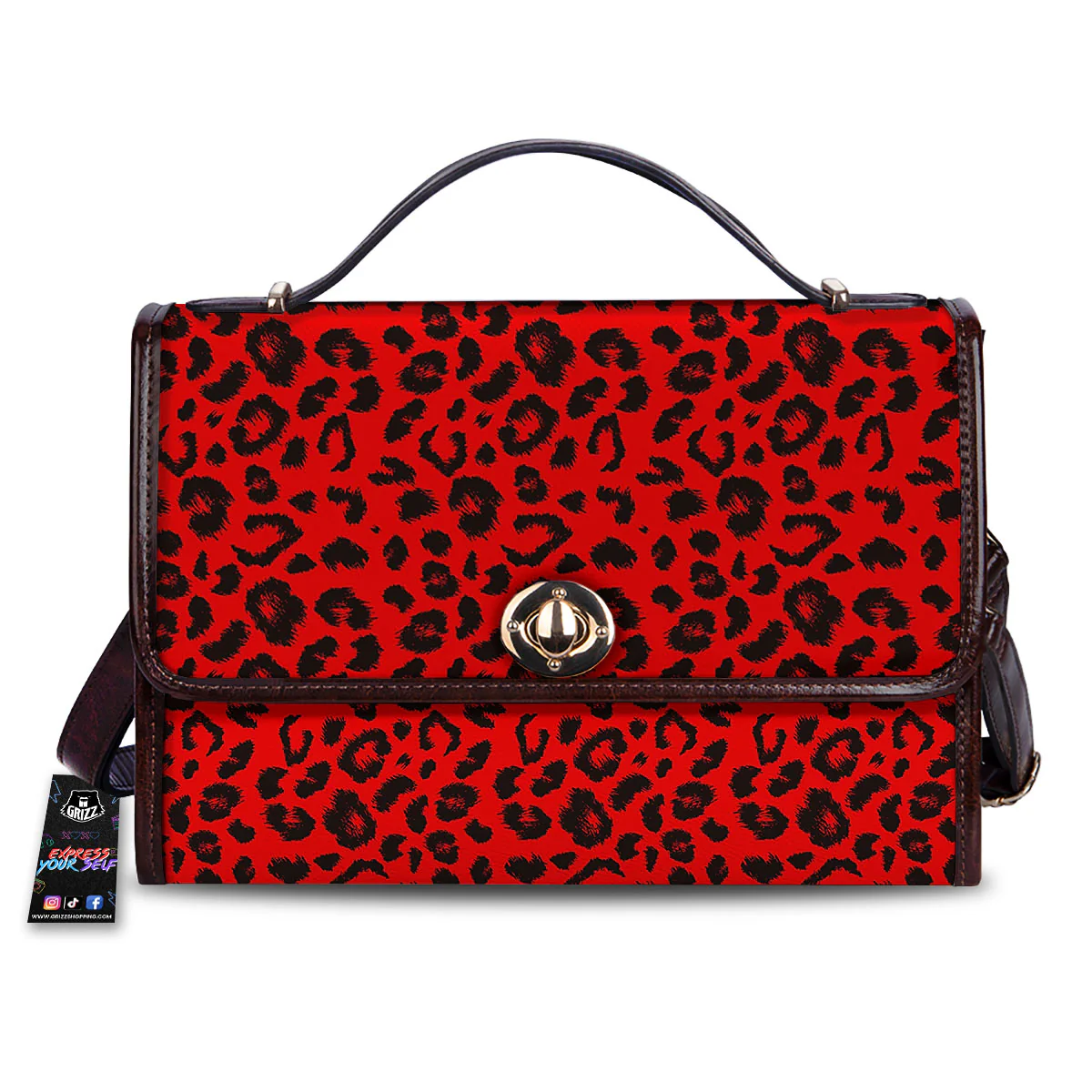 Leopard Red Print Pattern Women's Satchel Bag