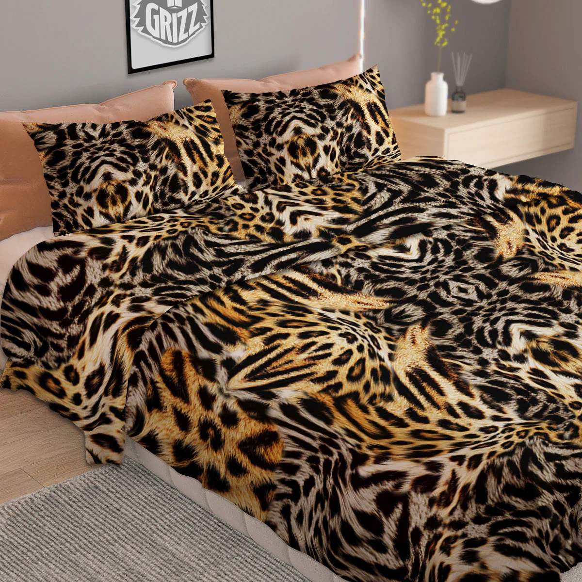Leopard Skin Texture Print Pattern Duvet Cover Bedding Set - Image 2