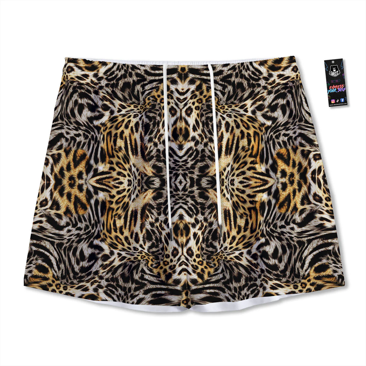 Leopard Skin Texture Print Pattern Mesh Shorts