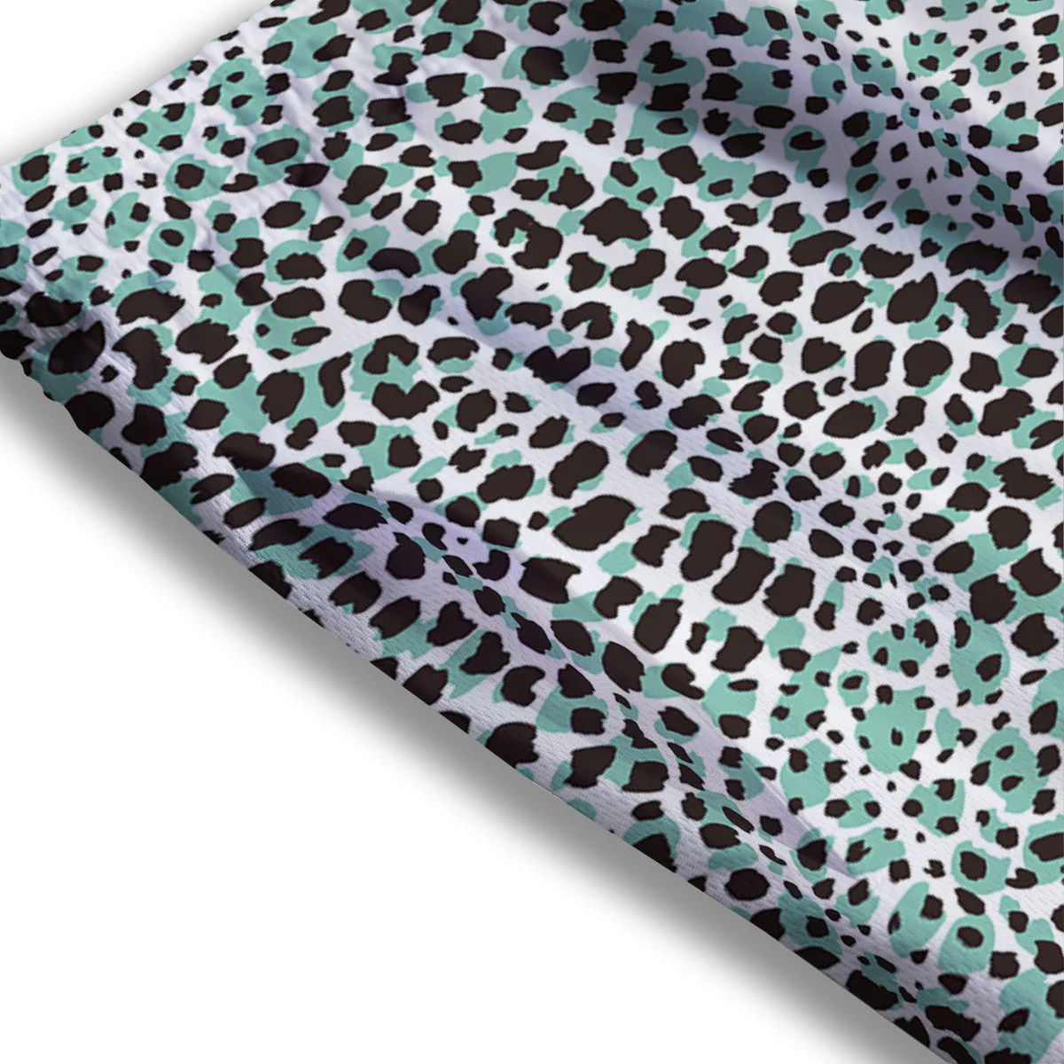 Leopard Teal And White Print Pattern Mesh Shorts - Image 3