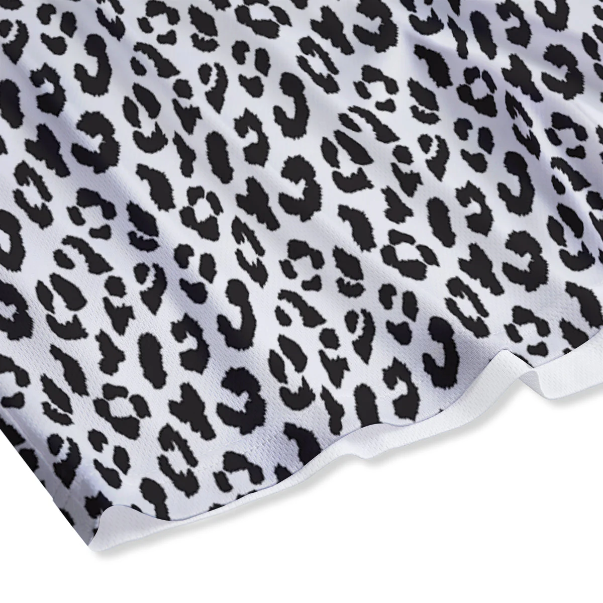 Leopard White Print Pattern Mesh Shorts - Image 4