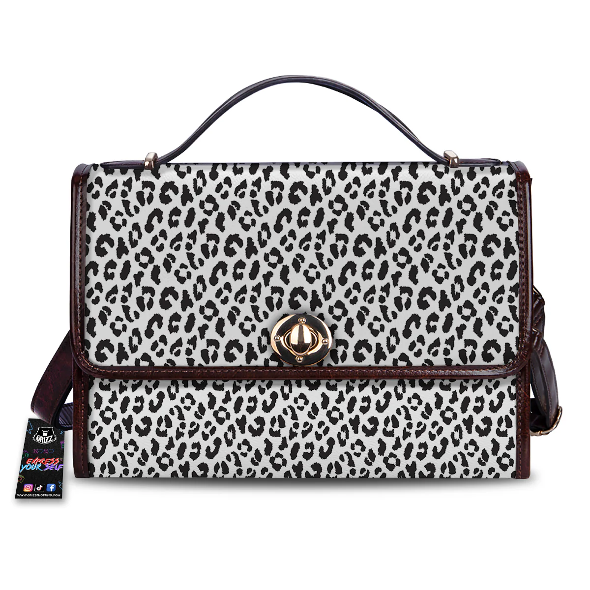 Leopard White Print Pattern Women's Satchel Bag