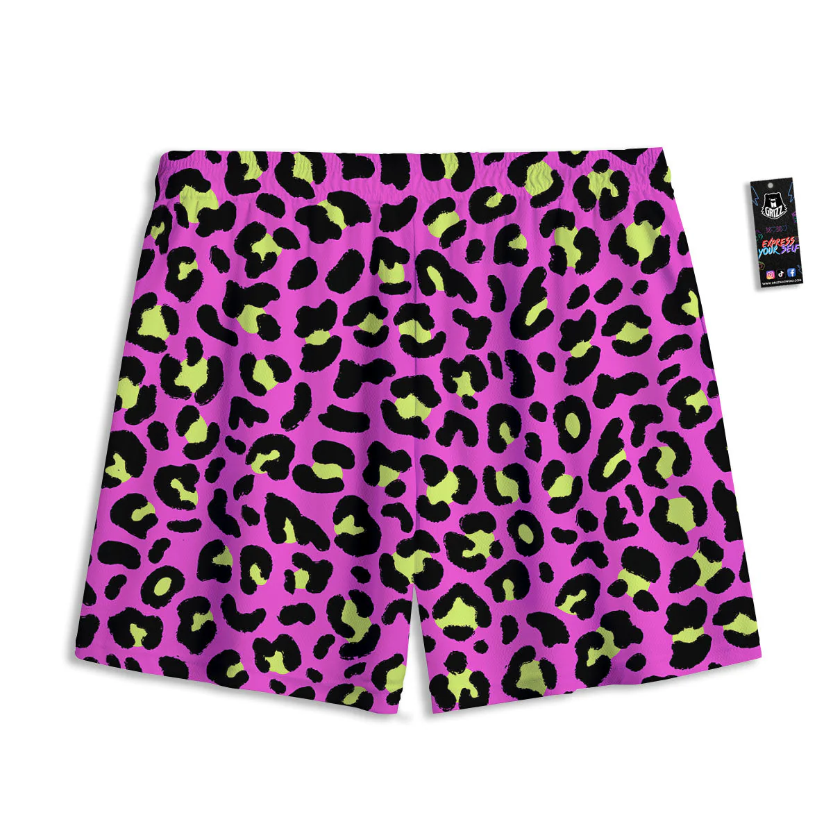 Leopard Yellow And Pink Print Mesh Shorts - Image 2