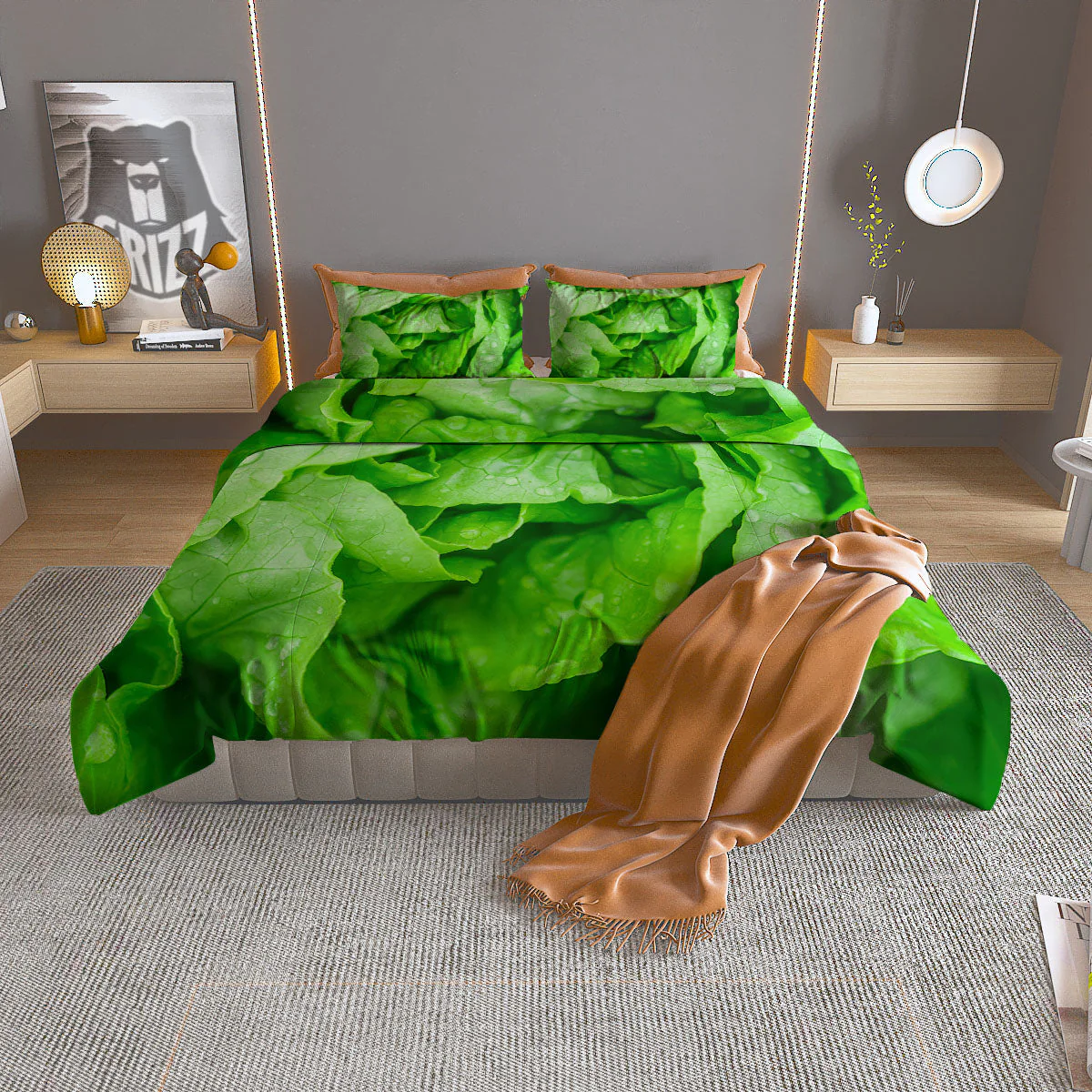 Lettuce Fresh Leaves Print Duvet Cover Bedding Set