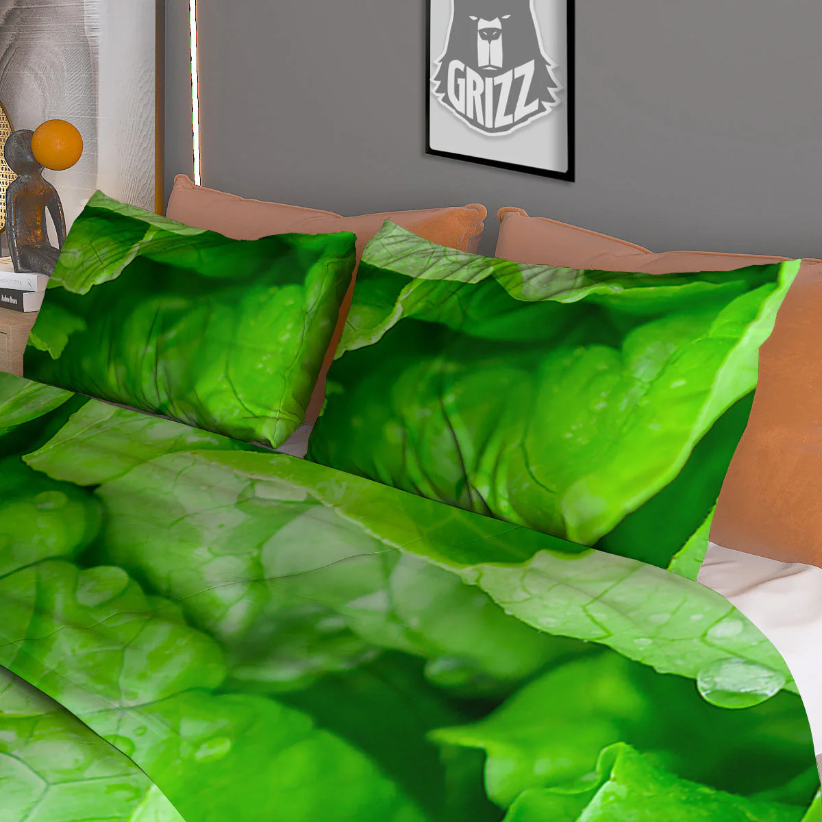 Lettuce Fresh Leaves Print Duvet Cover Bedding Set - Image 3