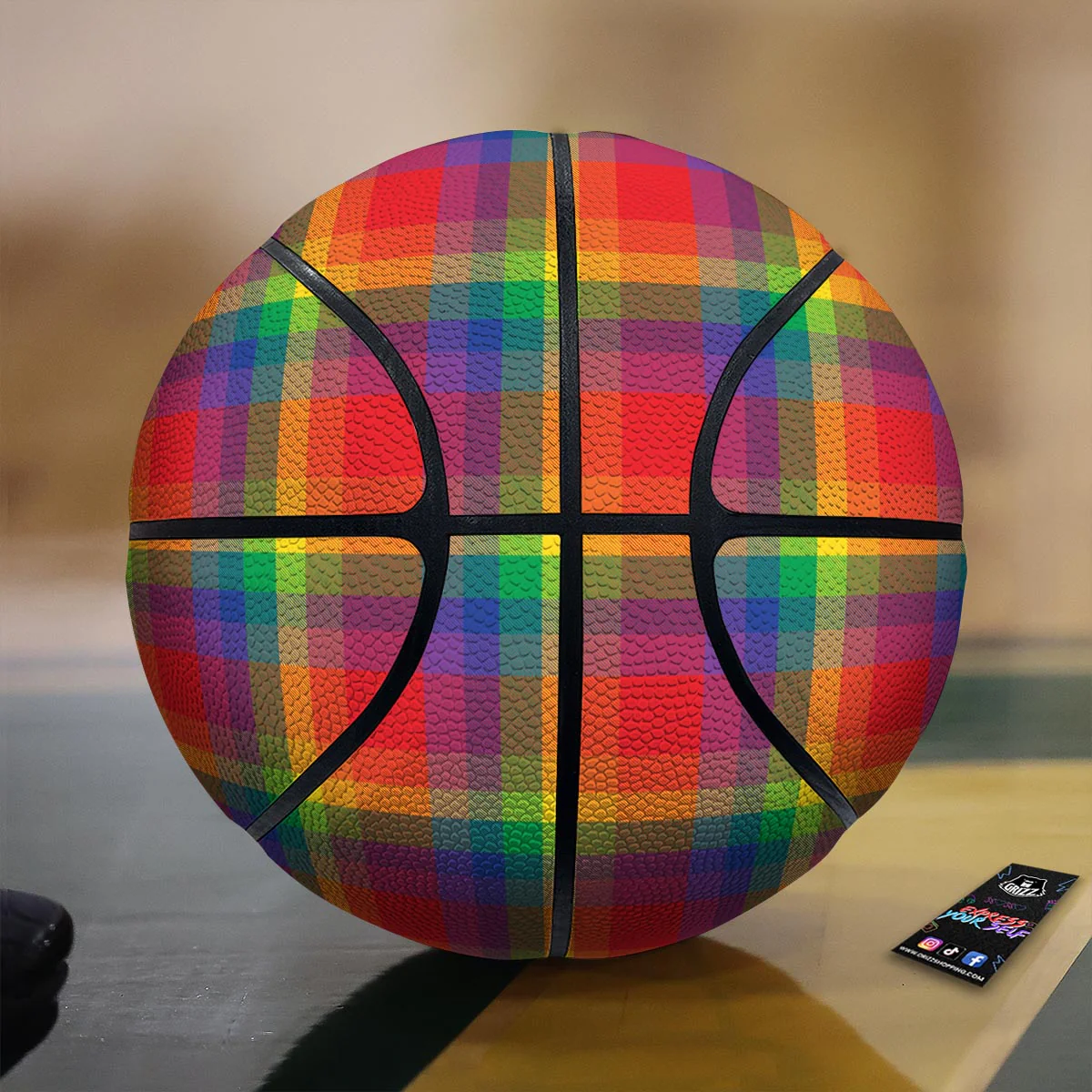 LGBT Plaid Rainbow Print Pattern Basketball