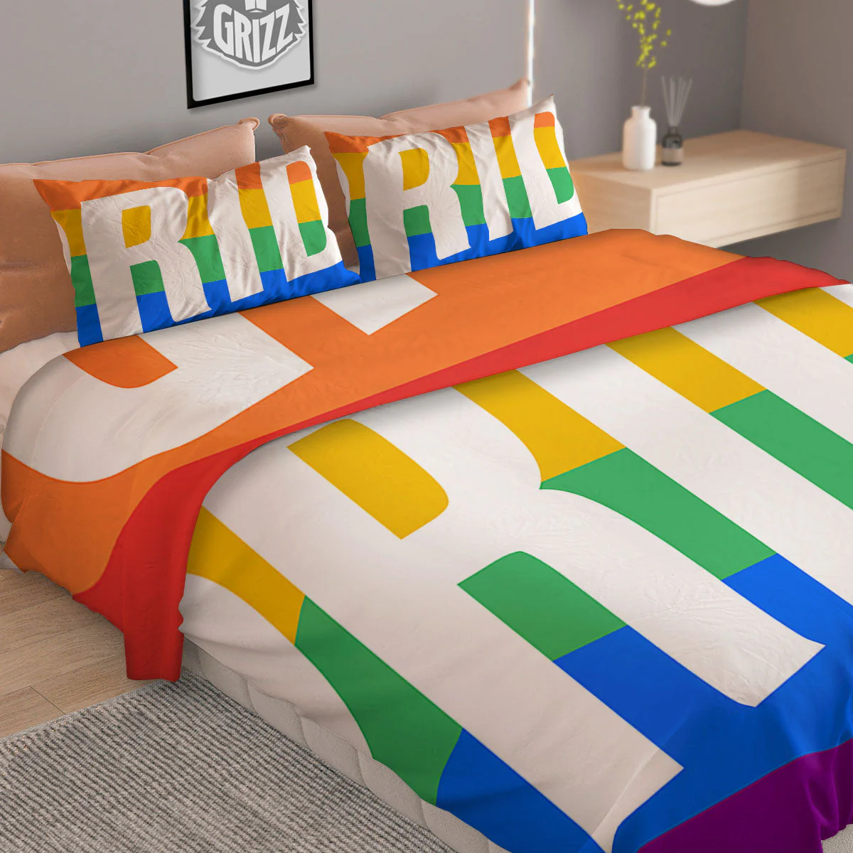 LGBT Pride Flag Pattern Print Duvet Cover Bedding Set - Image 2