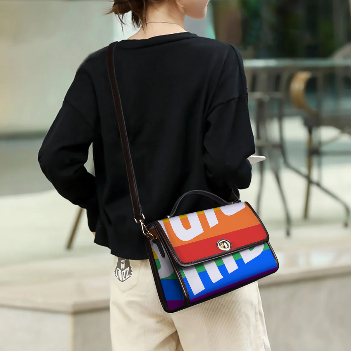 LGBT Pride Flag Pattern Print Women's Satchel Bag - Image 3
