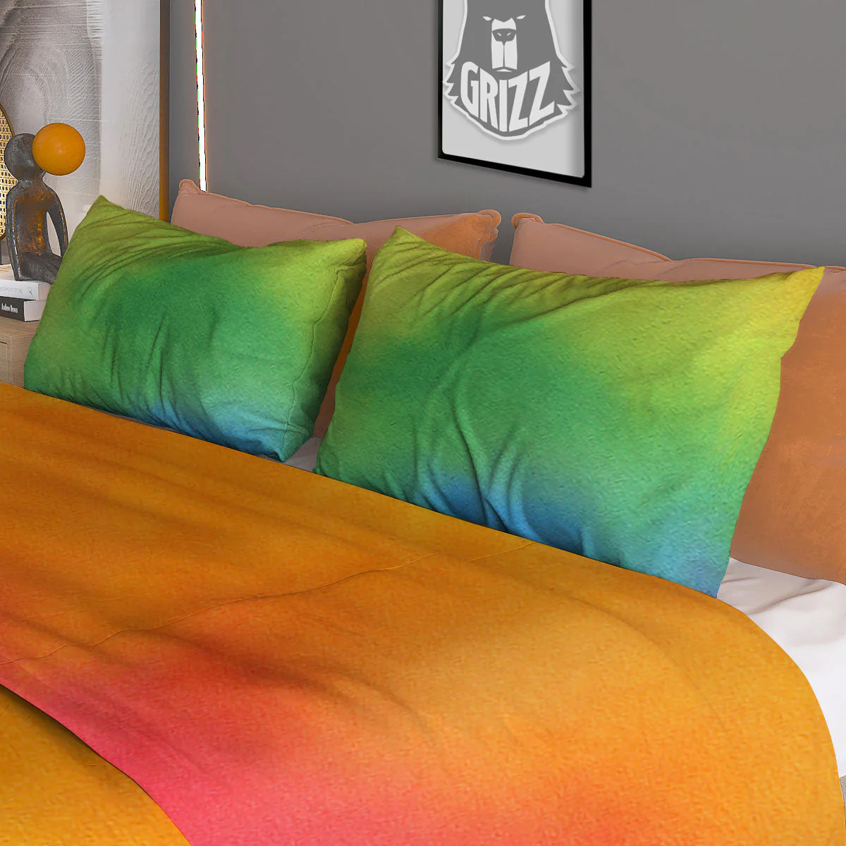 LGBT Pride Watercolor Rainbow Print Duvet Cover Bedding Set - Image 3
