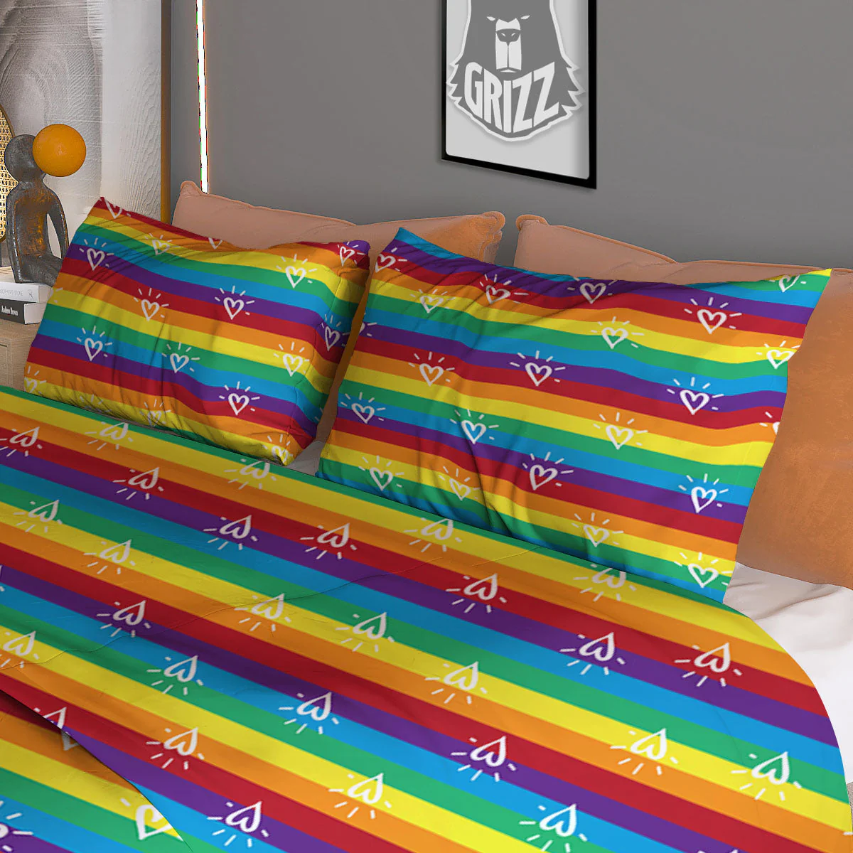 LGBT Stripes Abstract Rainbow Print Duvet Cover Bedding Set - Image 3