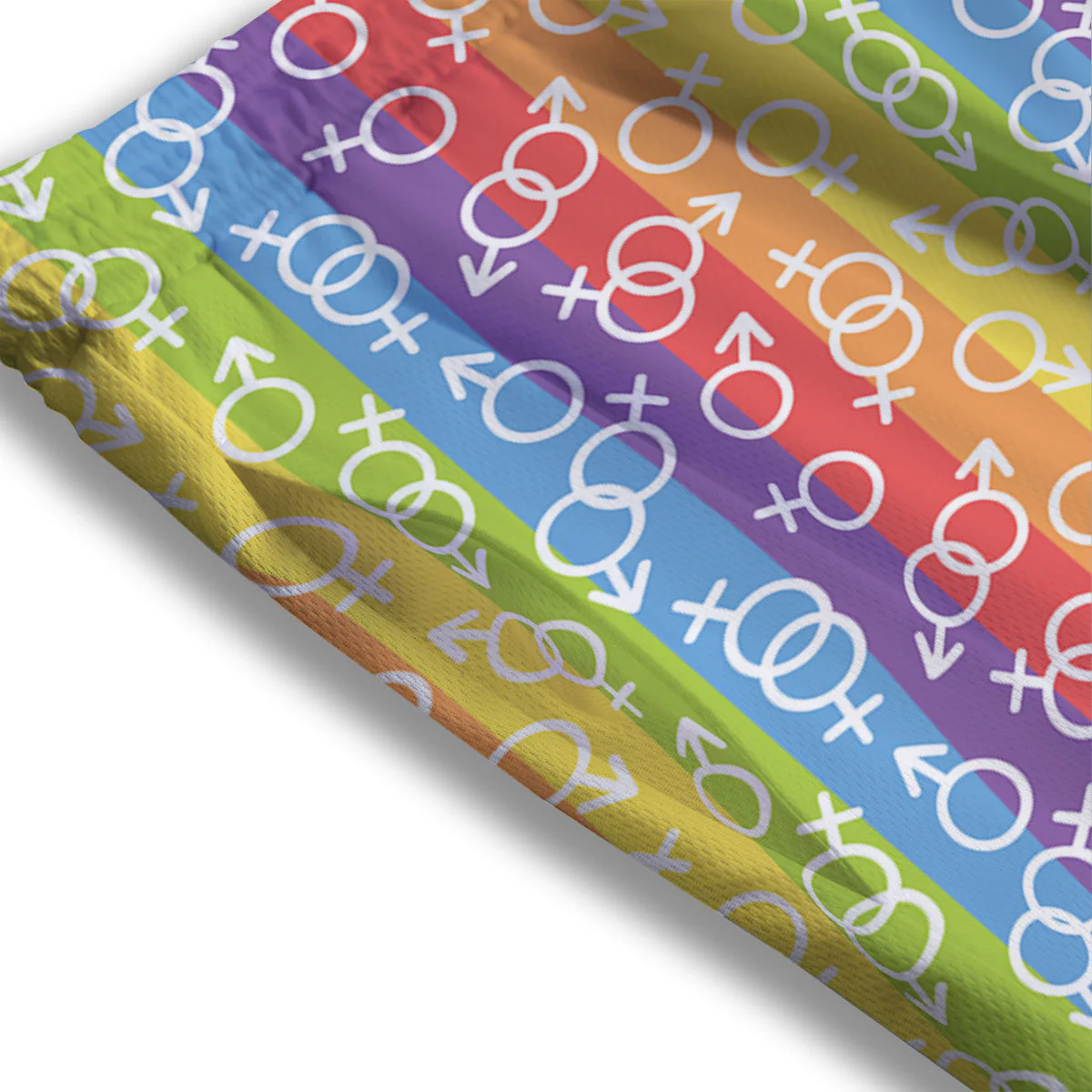 LGBT Symbols Rainbow Print Pattern Mesh Shorts - Image 3
