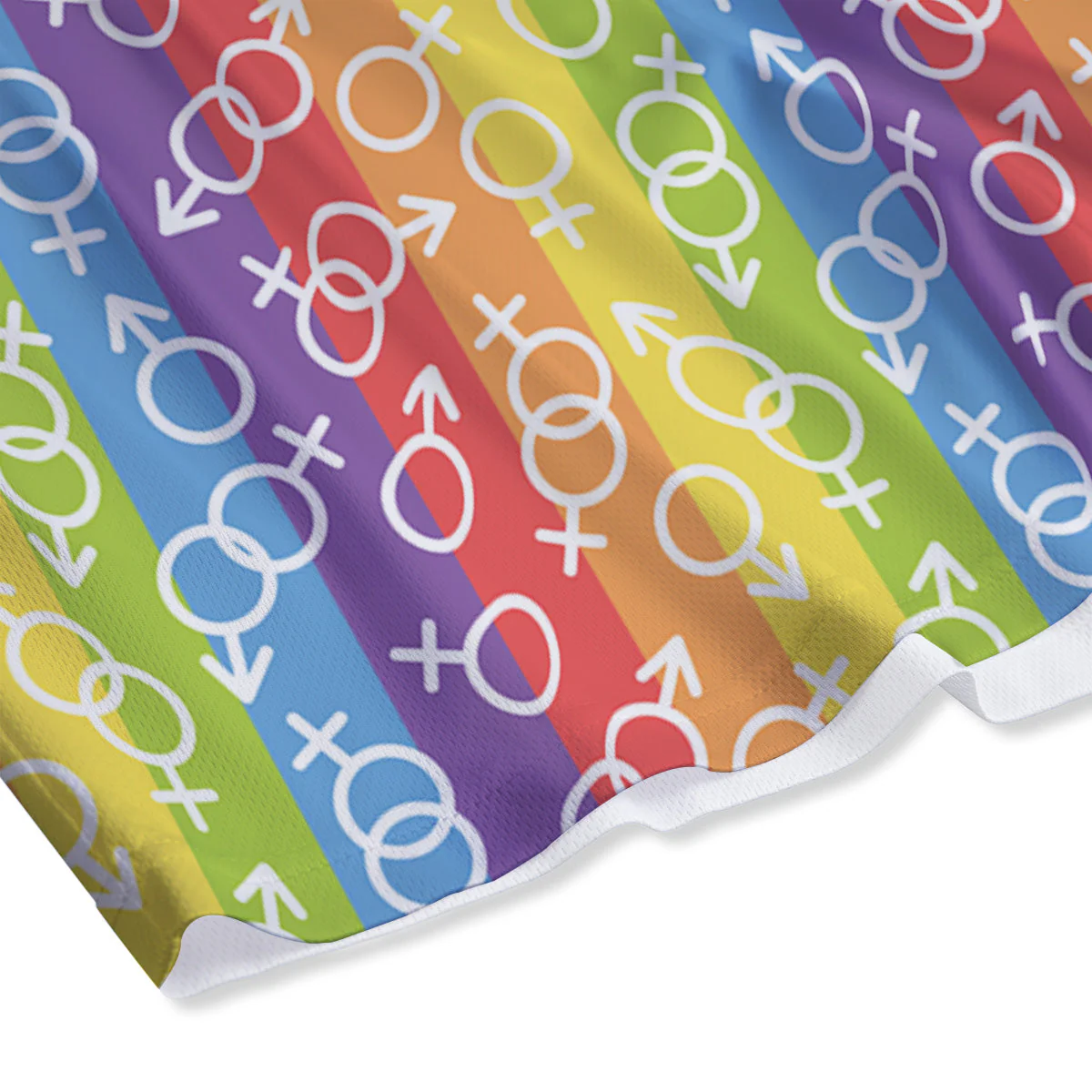 LGBT Symbols Rainbow Print Pattern Mesh Shorts - Image 4