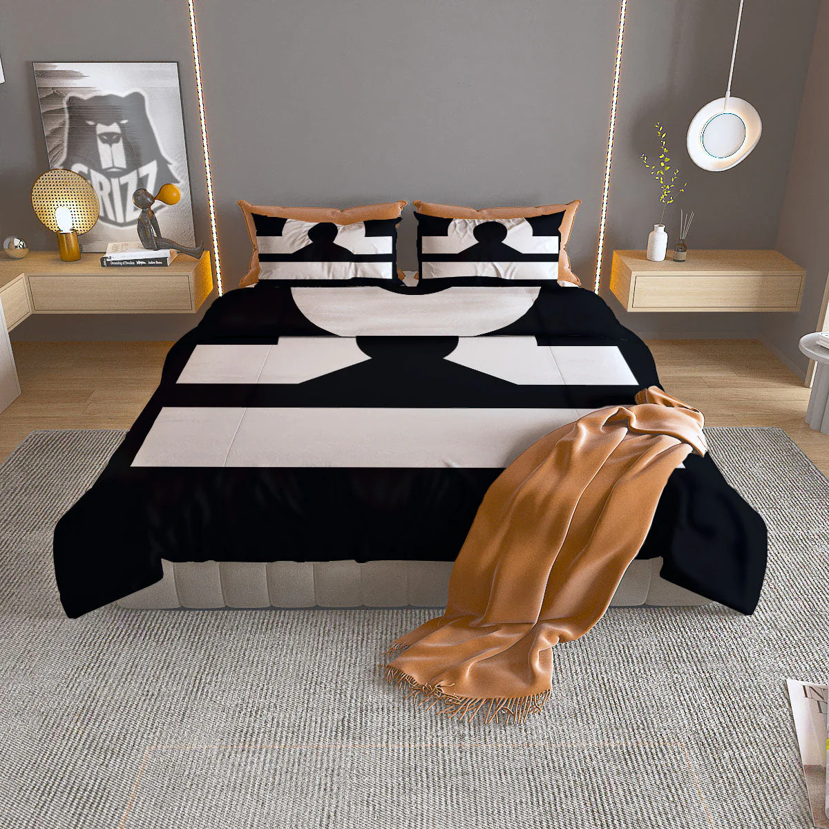Libra Sign White And Black Print Duvet Cover Bedding Set