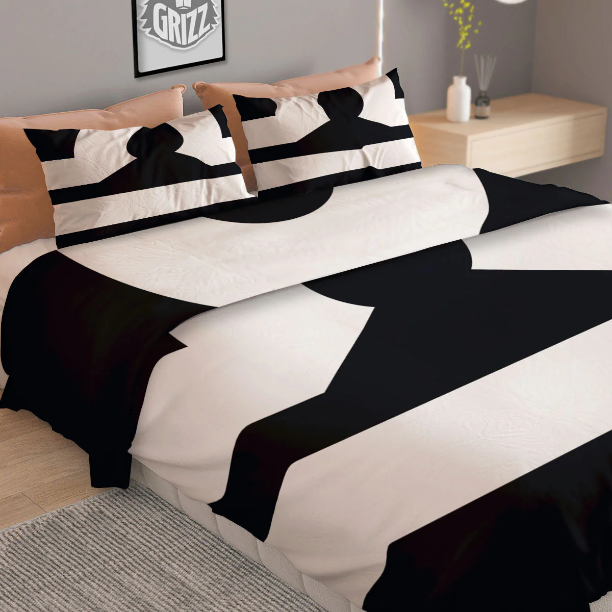Libra Sign White And Black Print Duvet Cover Bedding Set - Image 2