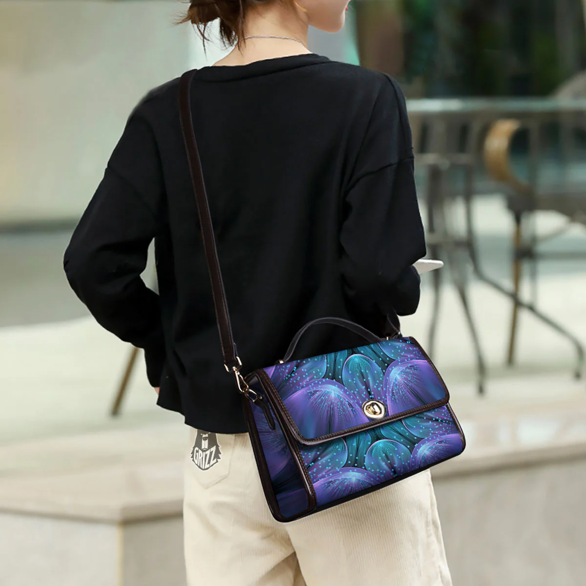 Light Mandala Blue And Purple Print Women's Satchel Bag - Image 3