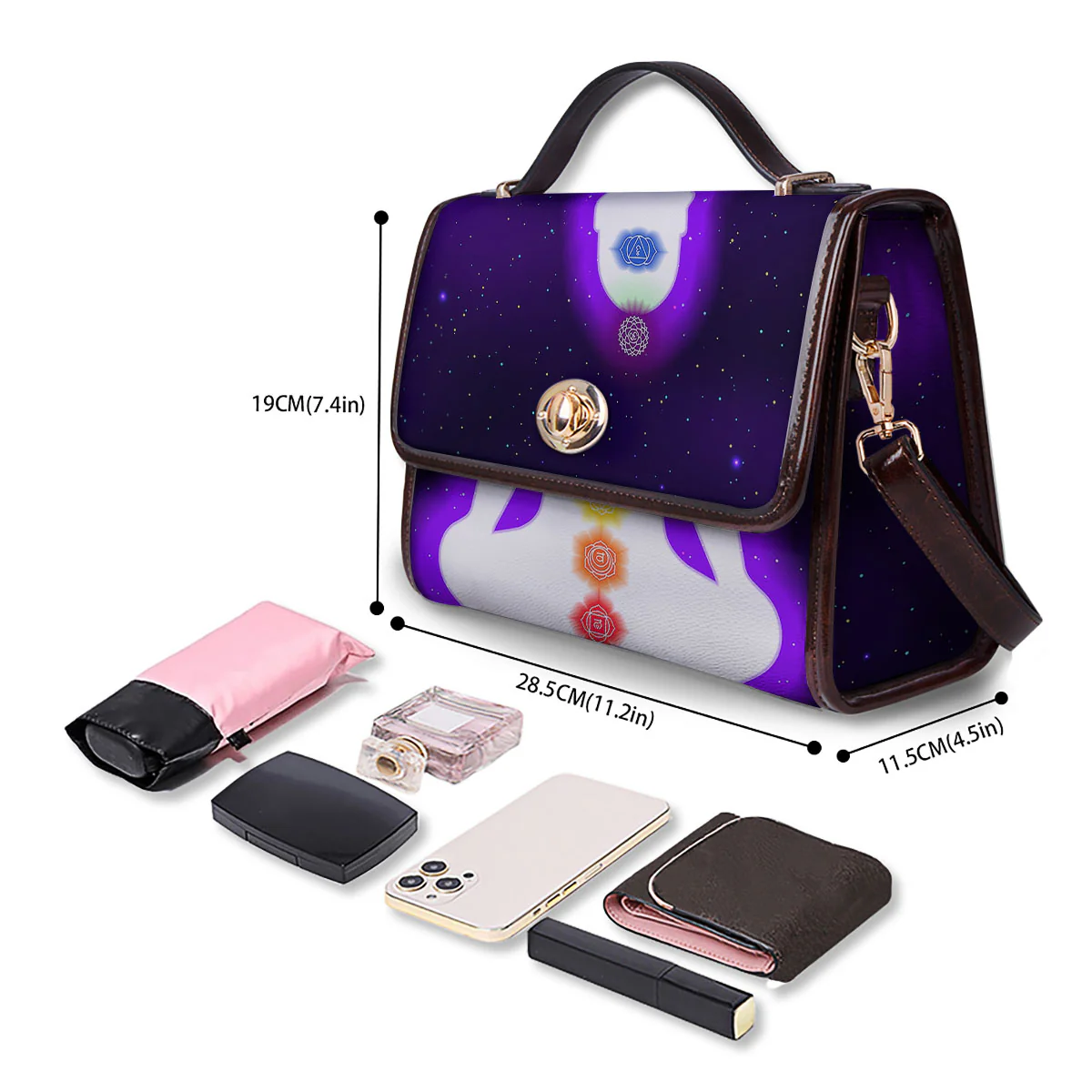 Light Of Seven Chakras Print Women's Satchel Bag - Image 4