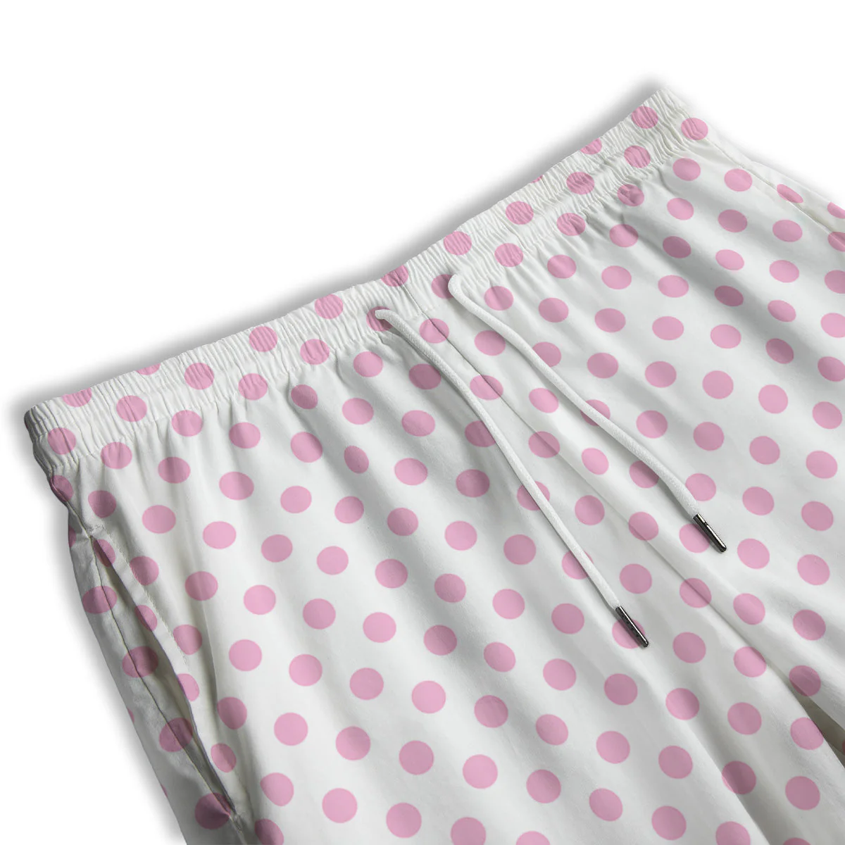 Light Pink Dots And White Print Pattern Men's Athletic Shorts - Image 3