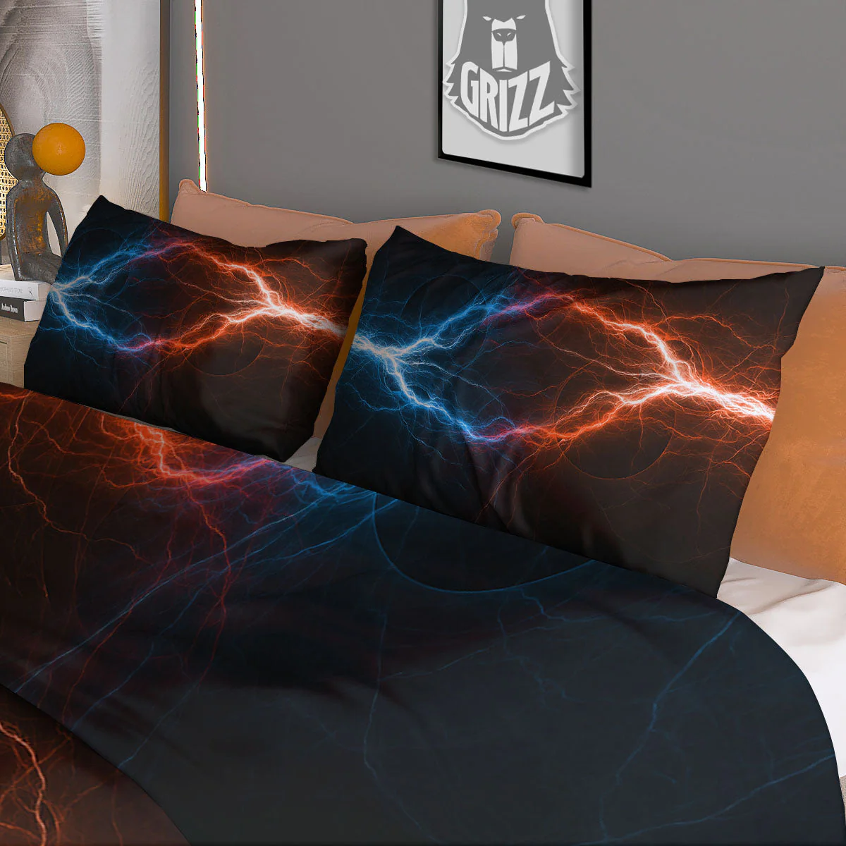 Lightning Blue And Red Print Duvet Cover Bedding Set - Image 3