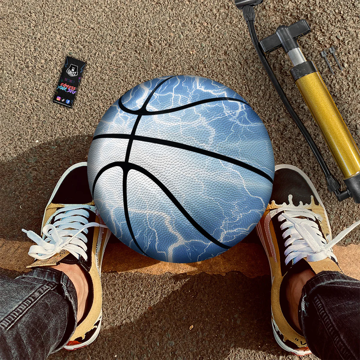 Lightning Blue Print Basketball - Image 3