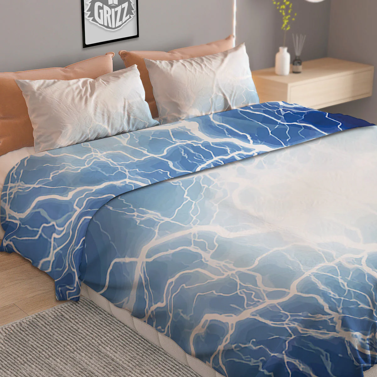 Lightning Blue Print Duvet Cover Bedding Set - Image 2
