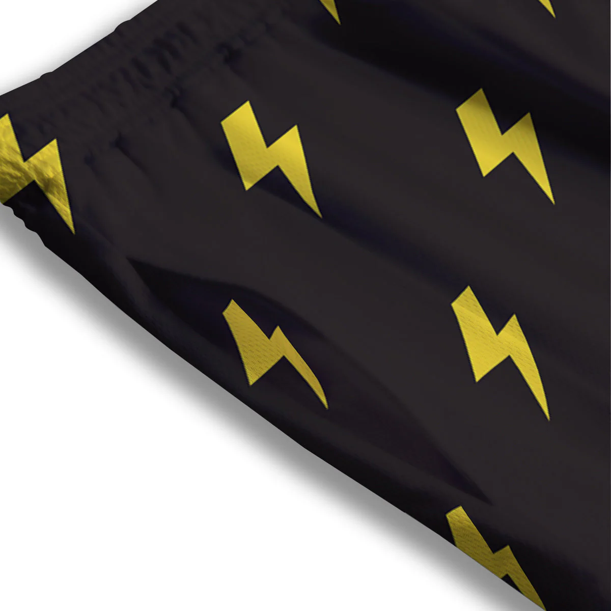 Lightning Bolts Yellow Print Pattern Mesh Shorts - Image 3