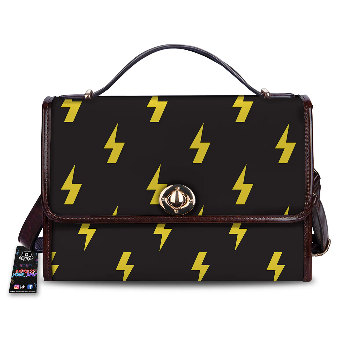 Lightning Bolts Yellow Print Pattern Women's Satchel Bag