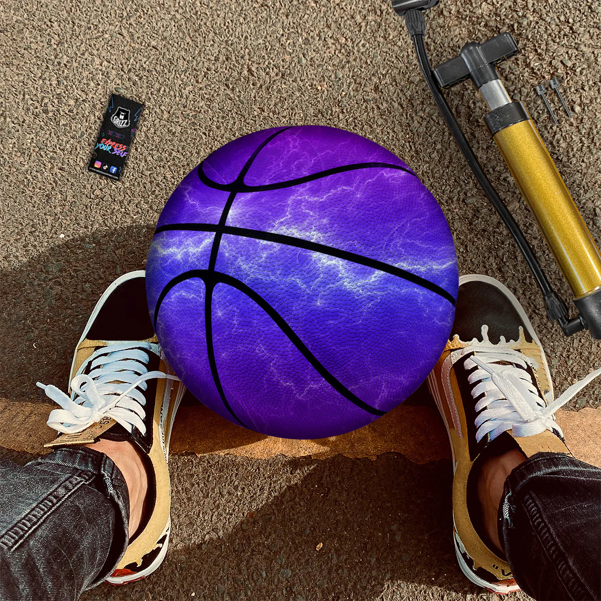 Lightning Purple And Blue Print Basketball - Image 2
