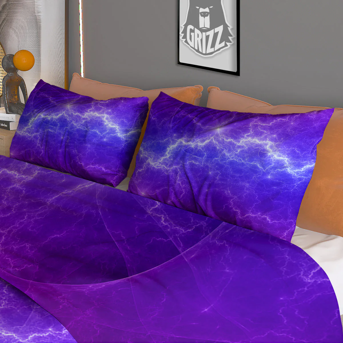 Lightning Purple And Blue Print Duvet Cover Bedding Set - Image 3
