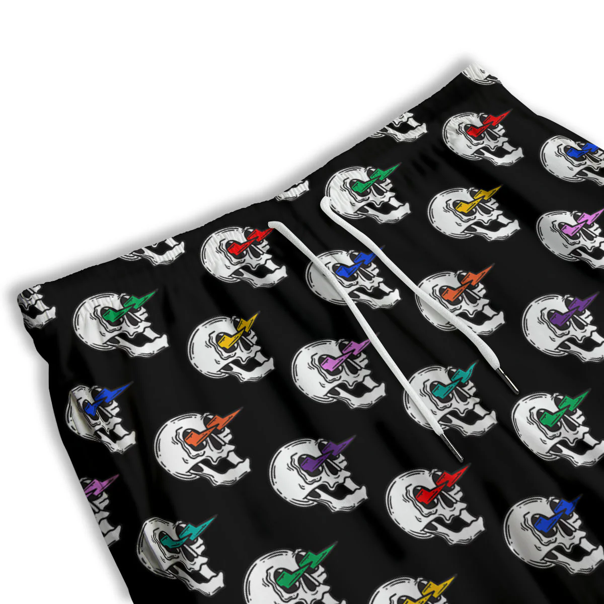 Lightning Skull Print Pattern Men's Athletic Shorts - Image 3