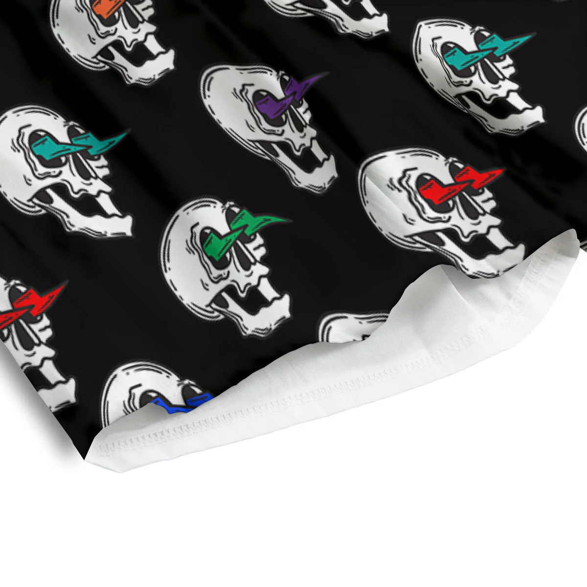 Lightning Skull Print Pattern Men's Athletic Shorts - Image 4