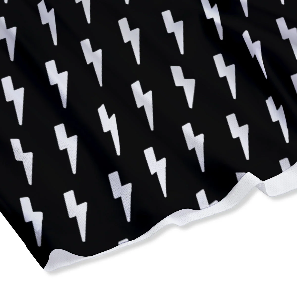 Lightning White And Black Print Pattern Mesh Shorts - Image 4