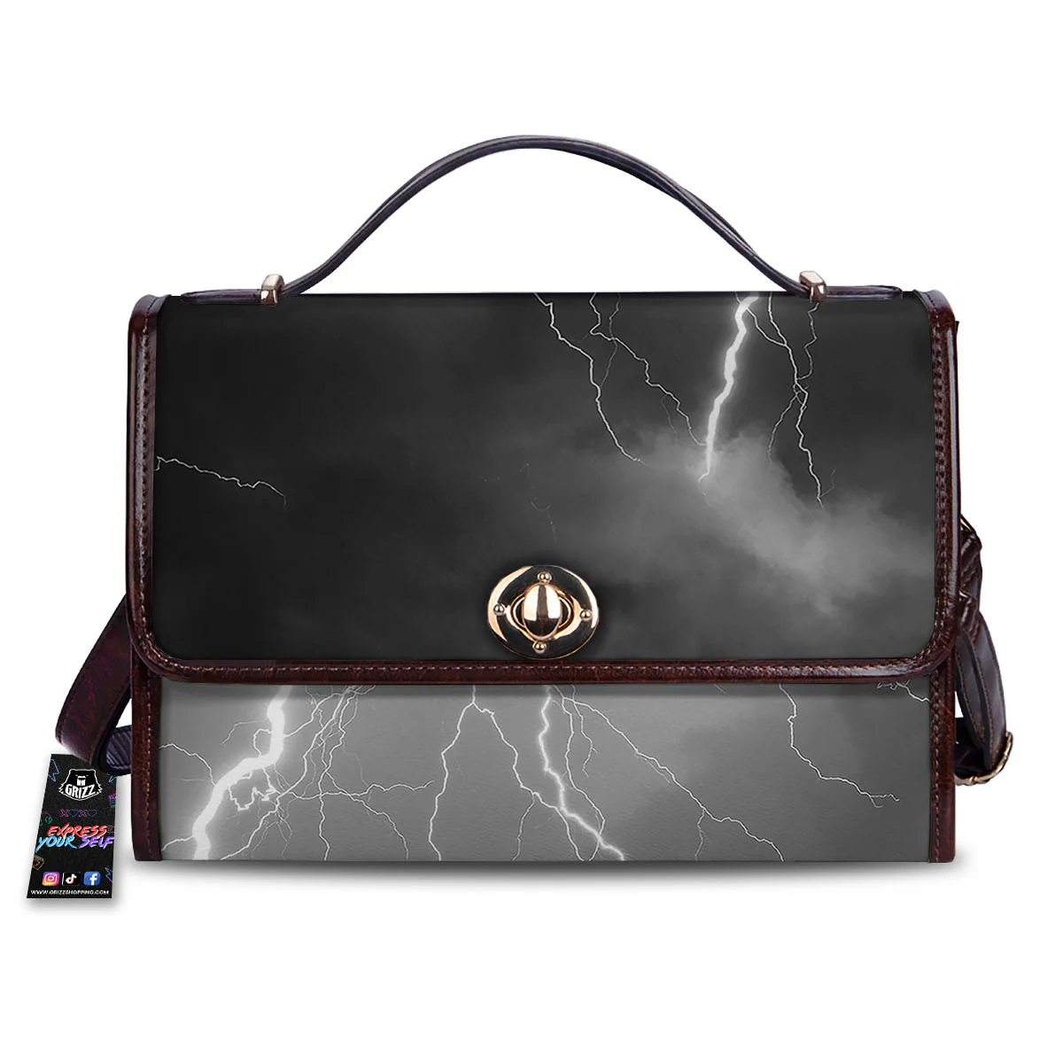 Lightning White Print Women's Satchel Bag
