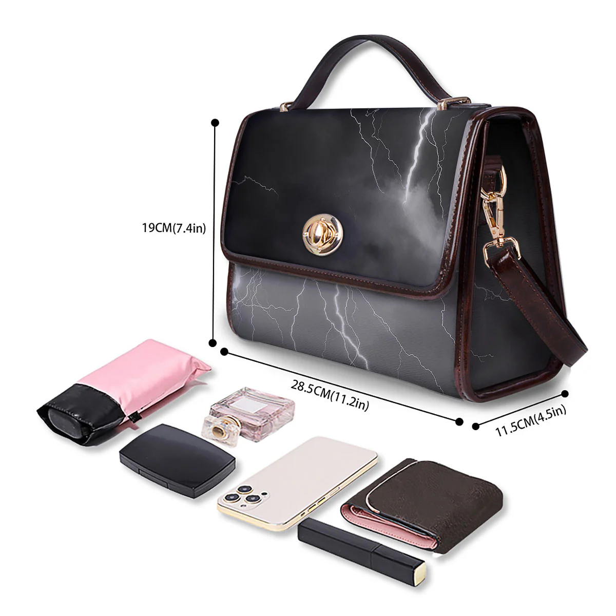 Lightning White Print Women's Satchel Bag - Image 4