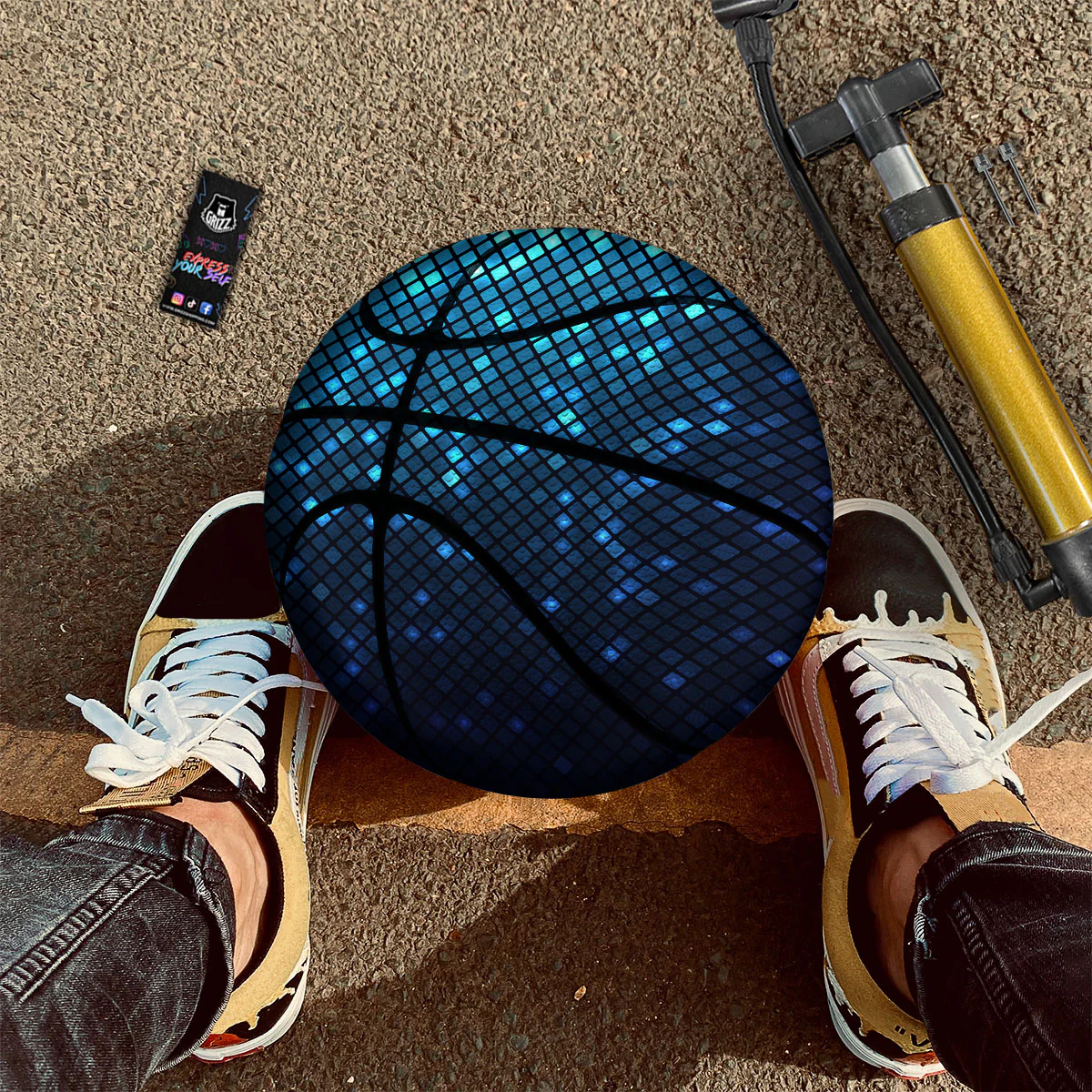 Lights Blue Disco Print Pattern Basketball - Image 2