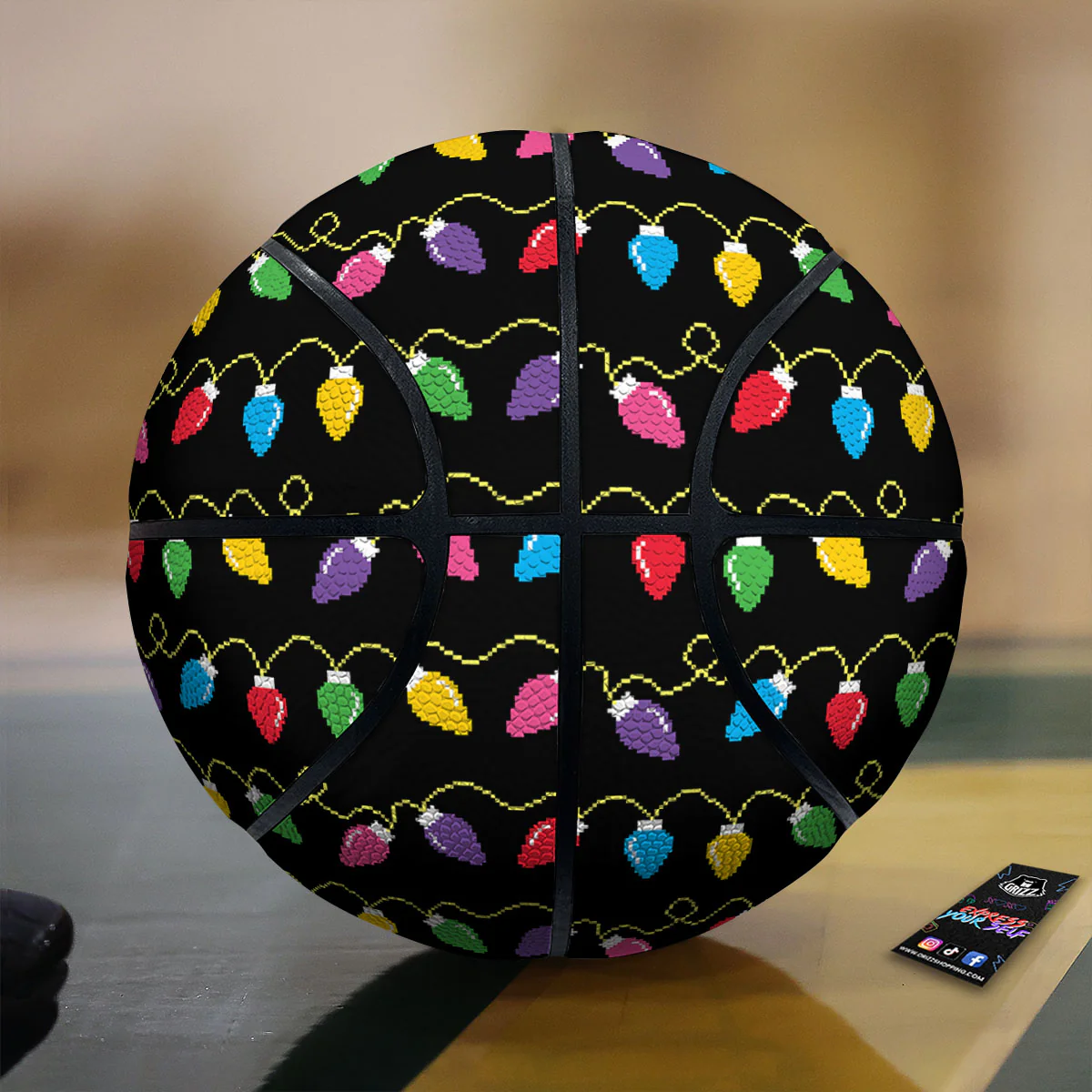 Lights Christmas Pixel Print Pattern Basketball