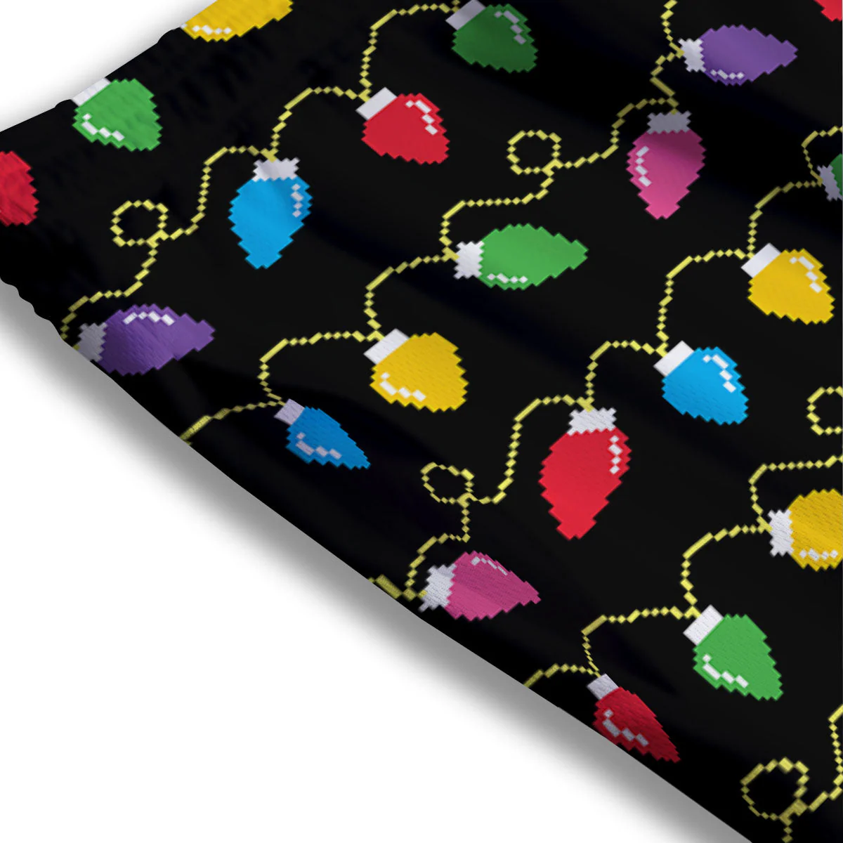 Lights Christmas Pixel Print Pattern Mesh Shorts - Image 3