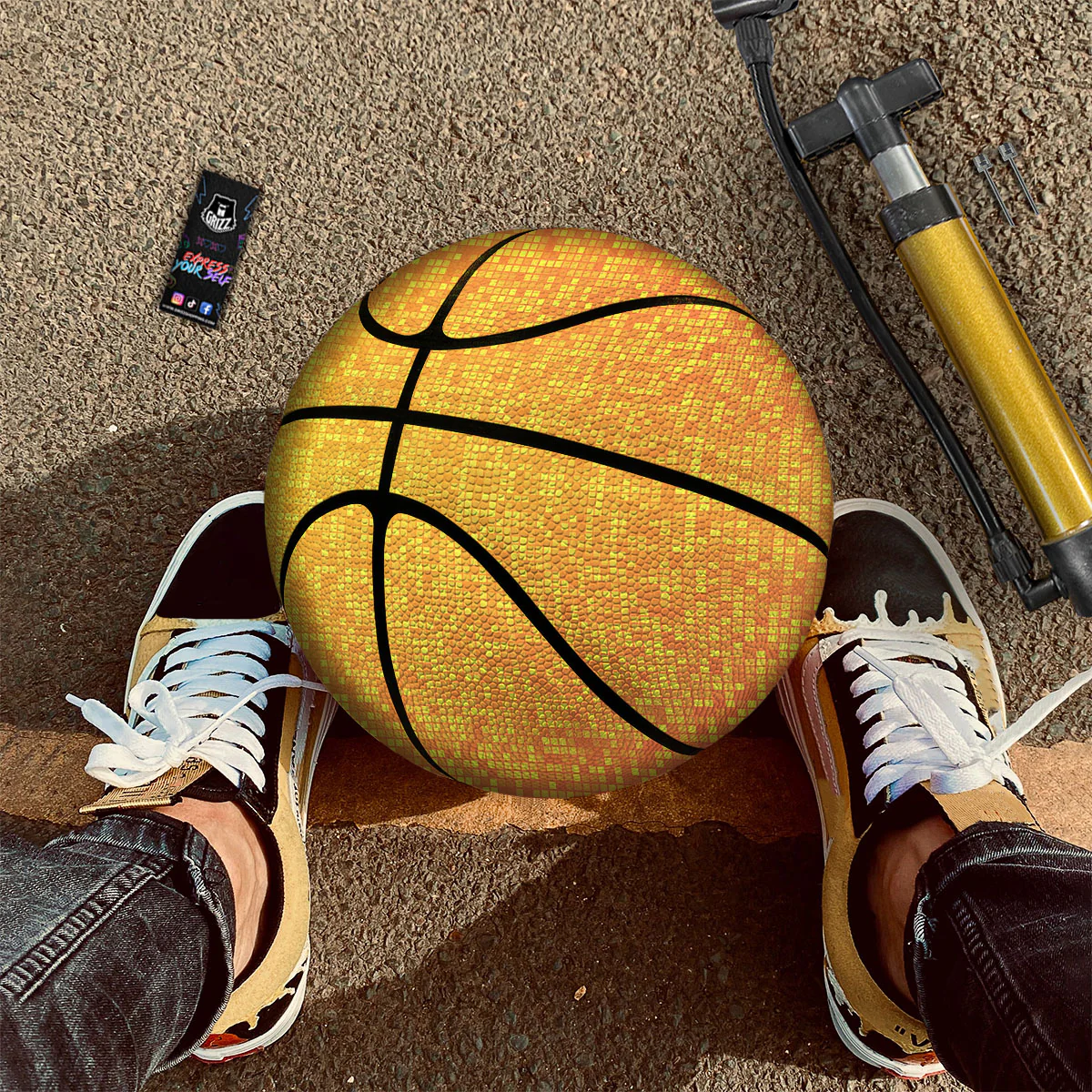 Lights Disco Yellow Print Pattern Basketball - Image 2