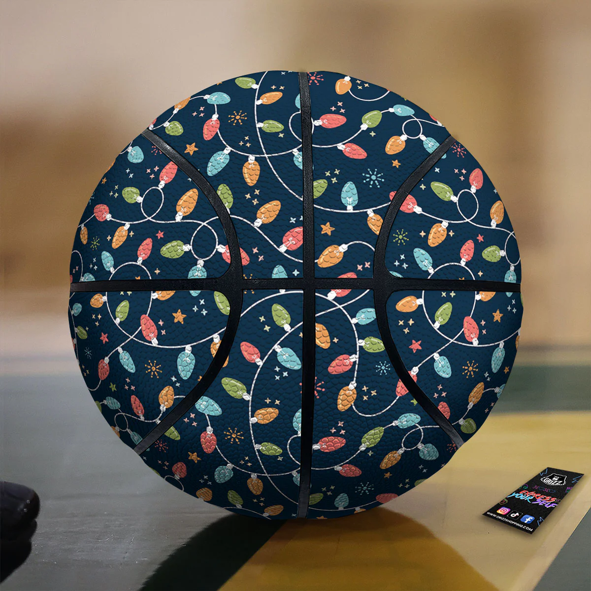 Lights Merry Christmas Print Pattern Basketball