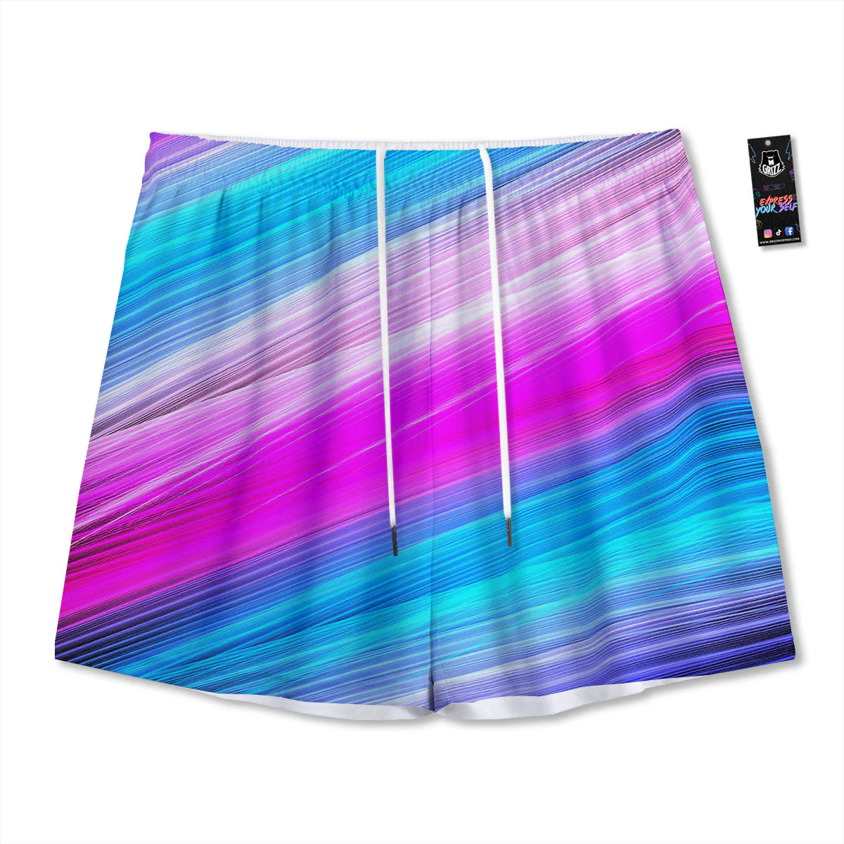 Lights Speed Teal And Pink Print Mesh Shorts