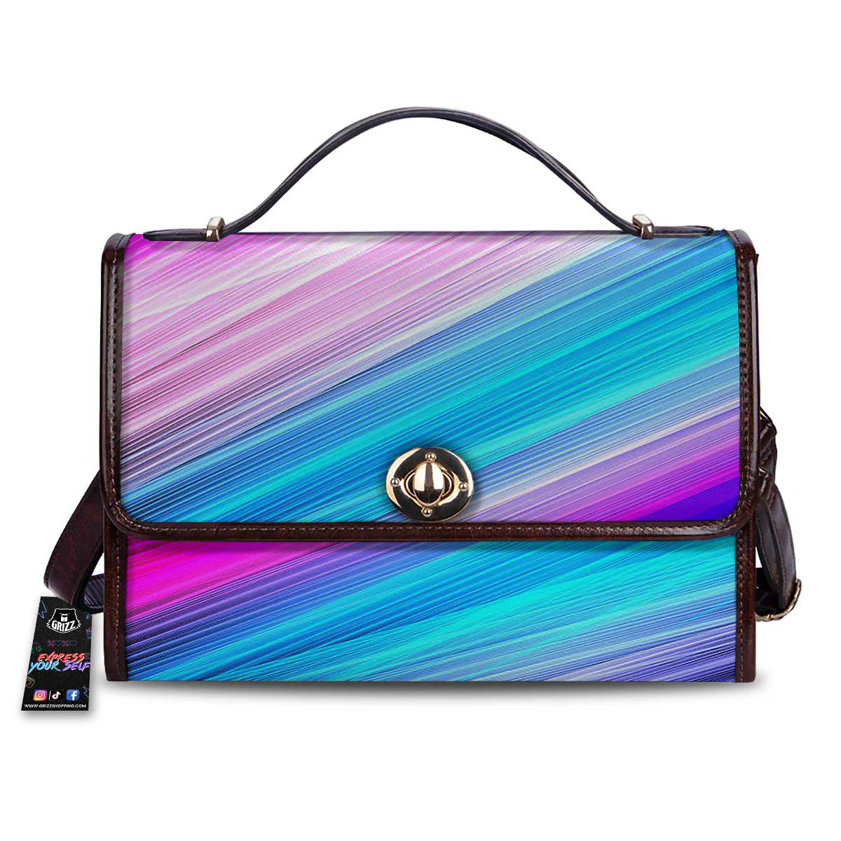 Lights Speed Teal And Pink Print Women's Satchel Bag