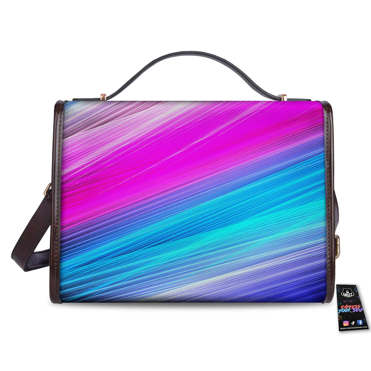 Lights Speed Teal And Pink Print Women's Satchel Bag - Image 2