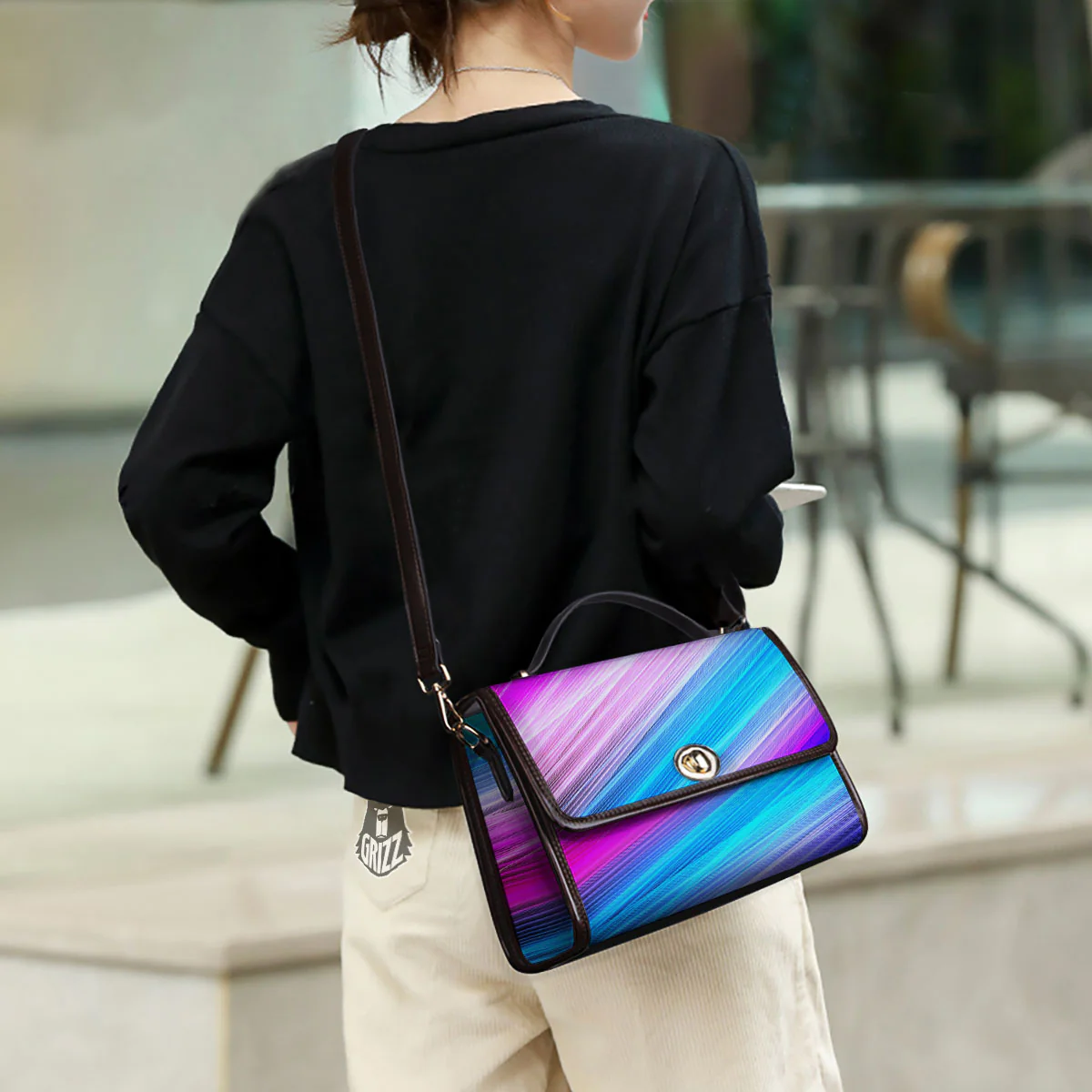 Lights Speed Teal And Pink Print Women's Satchel Bag - Image 3