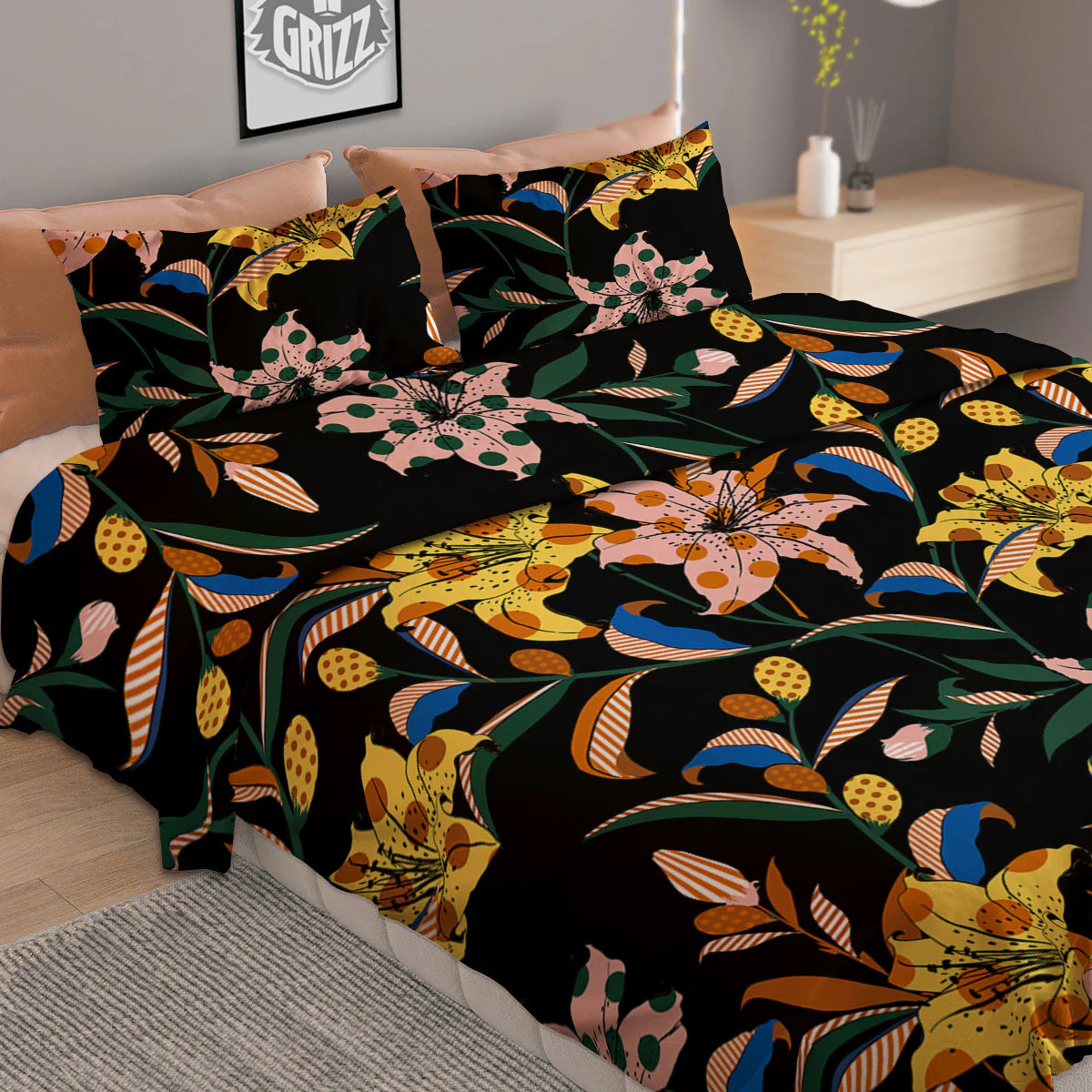 Lily Polka Dot Print Pattern Duvet Cover Bedding Set - Image 2