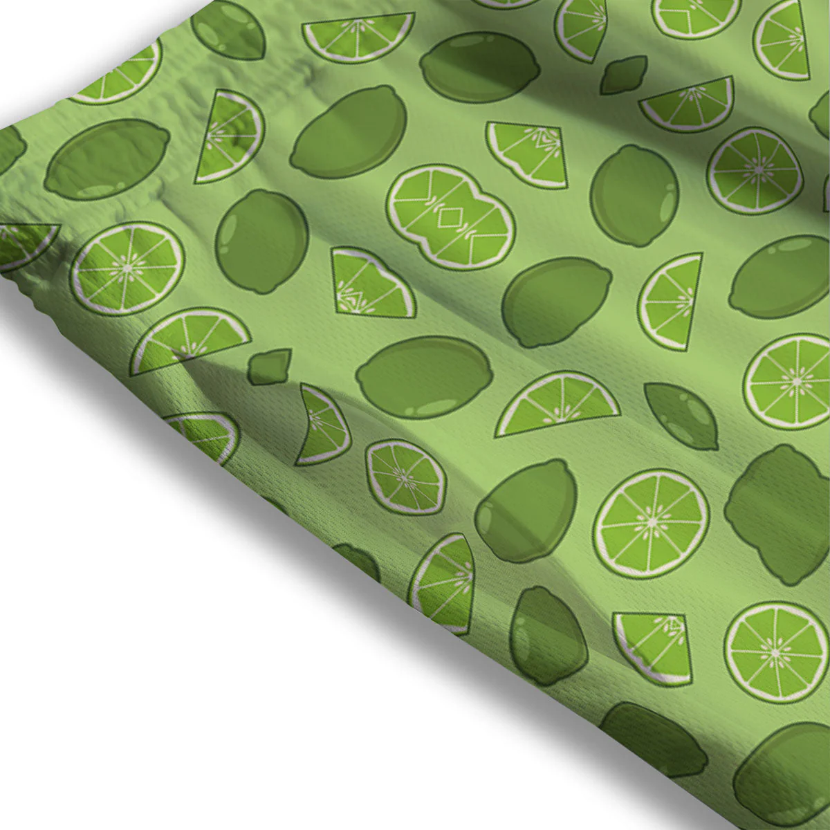 Lime Green Print Pattern Mesh Shorts - Image 3