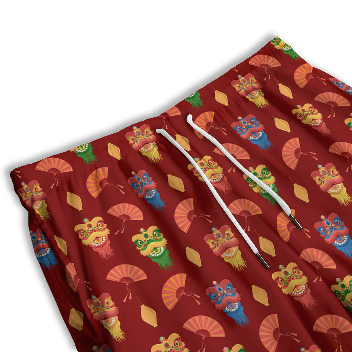 Lion Dance Chinese New Years Print Pattern Men's Athletic Shorts - Image 3
