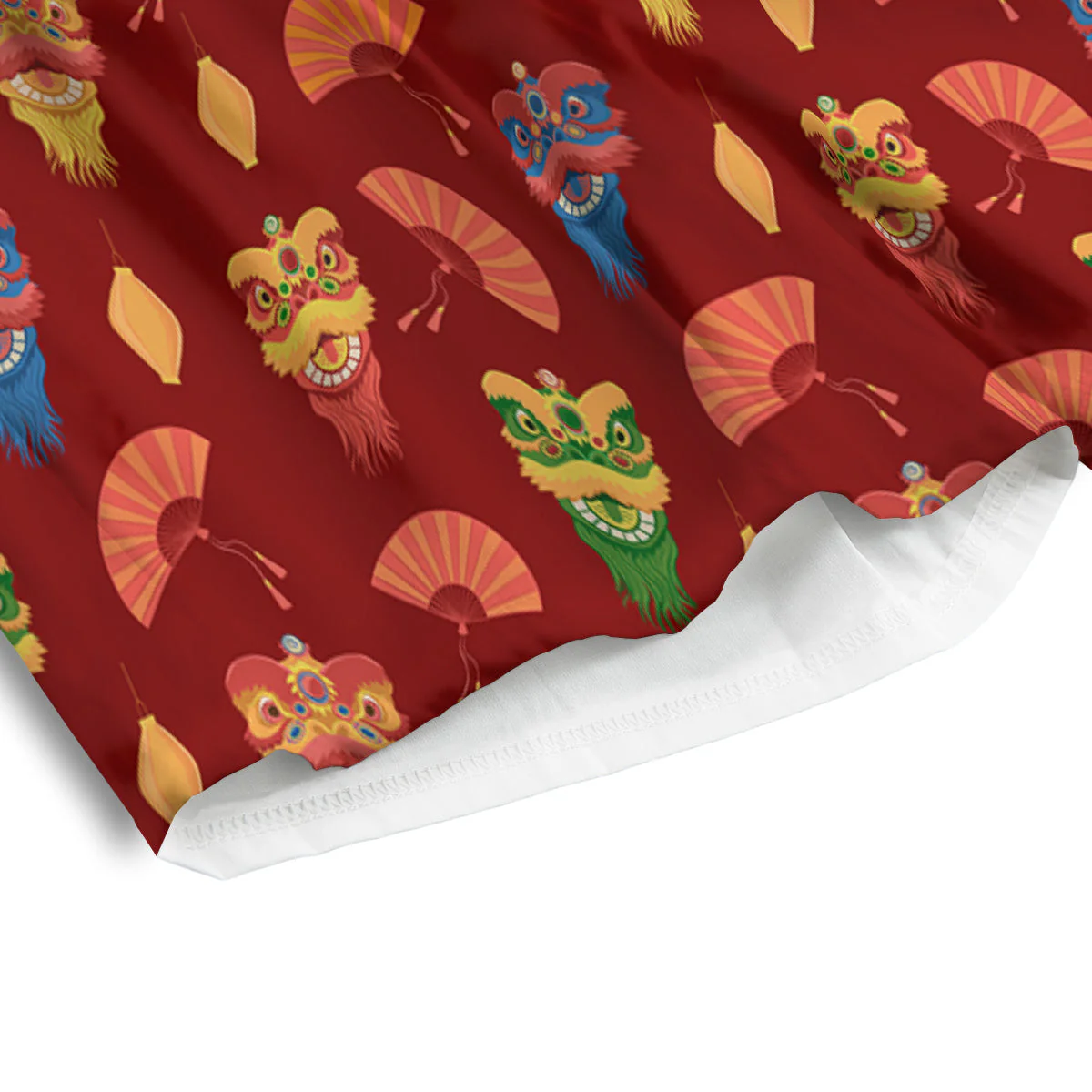 Lion Dance Chinese New Years Print Pattern Men's Athletic Shorts - Image 4