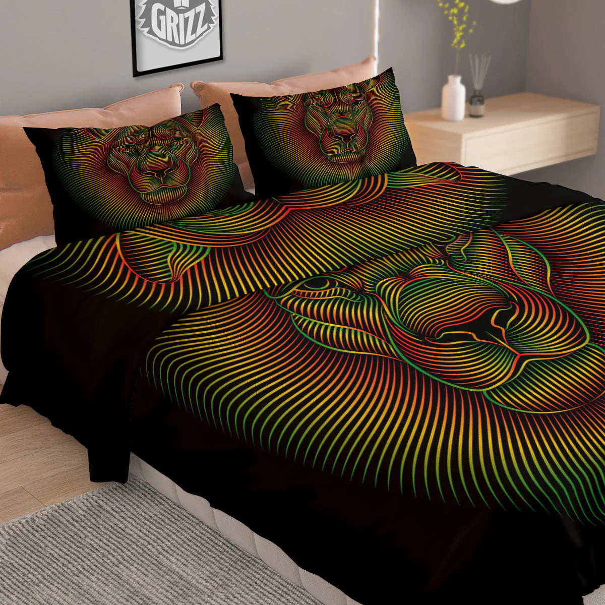 Lion Rasta Print Duvet Cover Bedding Set - Image 2