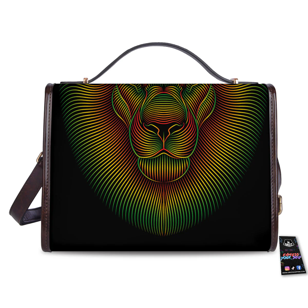 Lion Rasta Print Women's Satchel Bag - Image 2