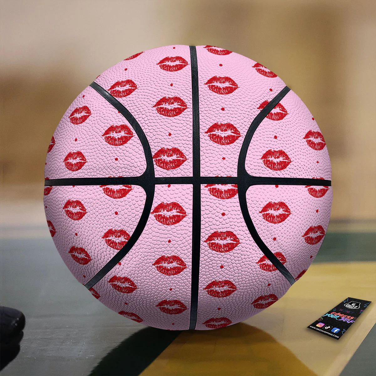 Lips Pink And Red Print Pattern Basketball