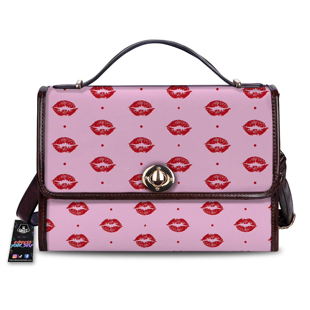 Lips Pink And Red Print Pattern Women's Satchel Bag